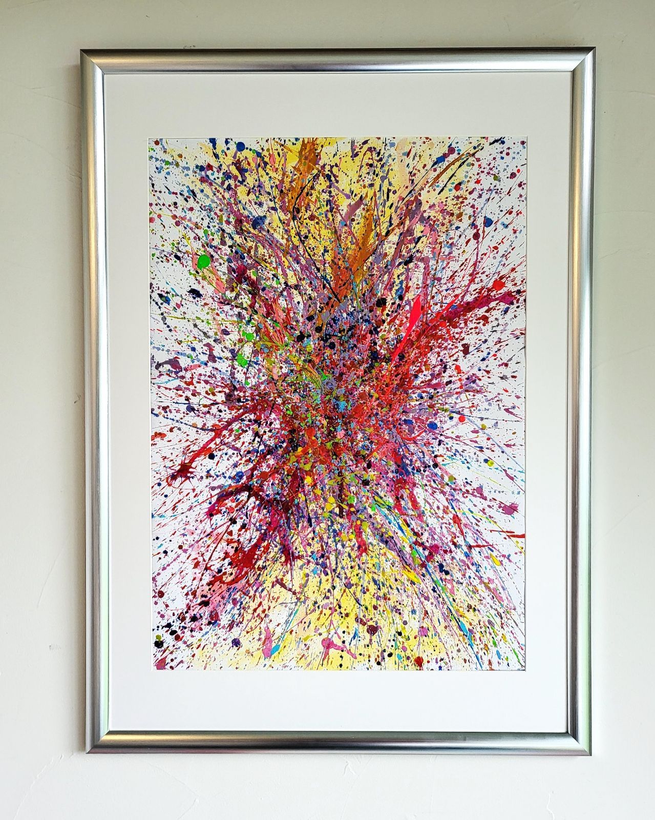 私たちの存在X | 抽象画 77×56㎝ B2 額縁セット 原画1点のみ モダンアート インテリア ギフト おしゃれ アートパネル ビビッド