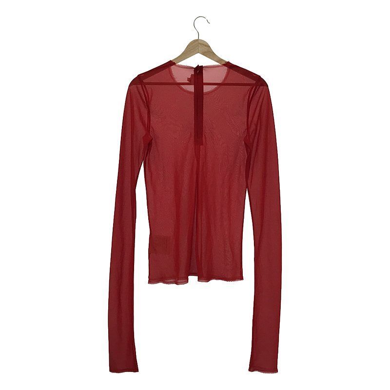 【美品】  COMME des GARCONS / コムデギャルソン | 2015SS | ポリエステル カットオフ ロングスリーブ シアー カットソー | S | レッド | レディース COMME des GARCONS / コムデギャルソン | 2015SS | ポリエステル