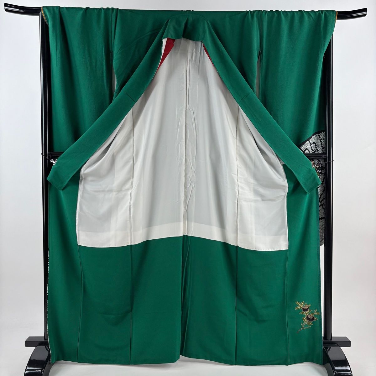 振袖 身丈168cm 裄丈67.5cm L 袷 橘 蝶 金糸 金彩 ピンク 正絹 秀