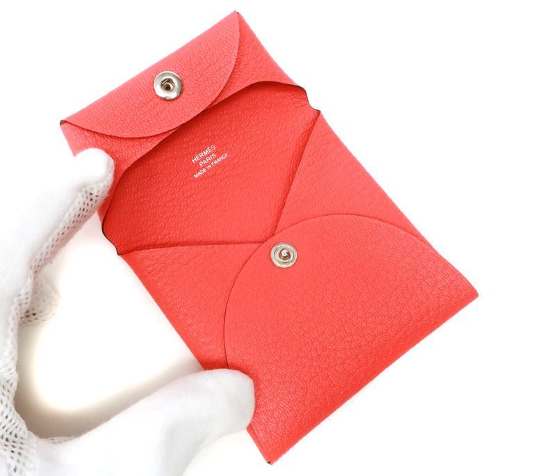 未使用 エルメス バスティア コインケース W刻印 2024年 オレンジ系
