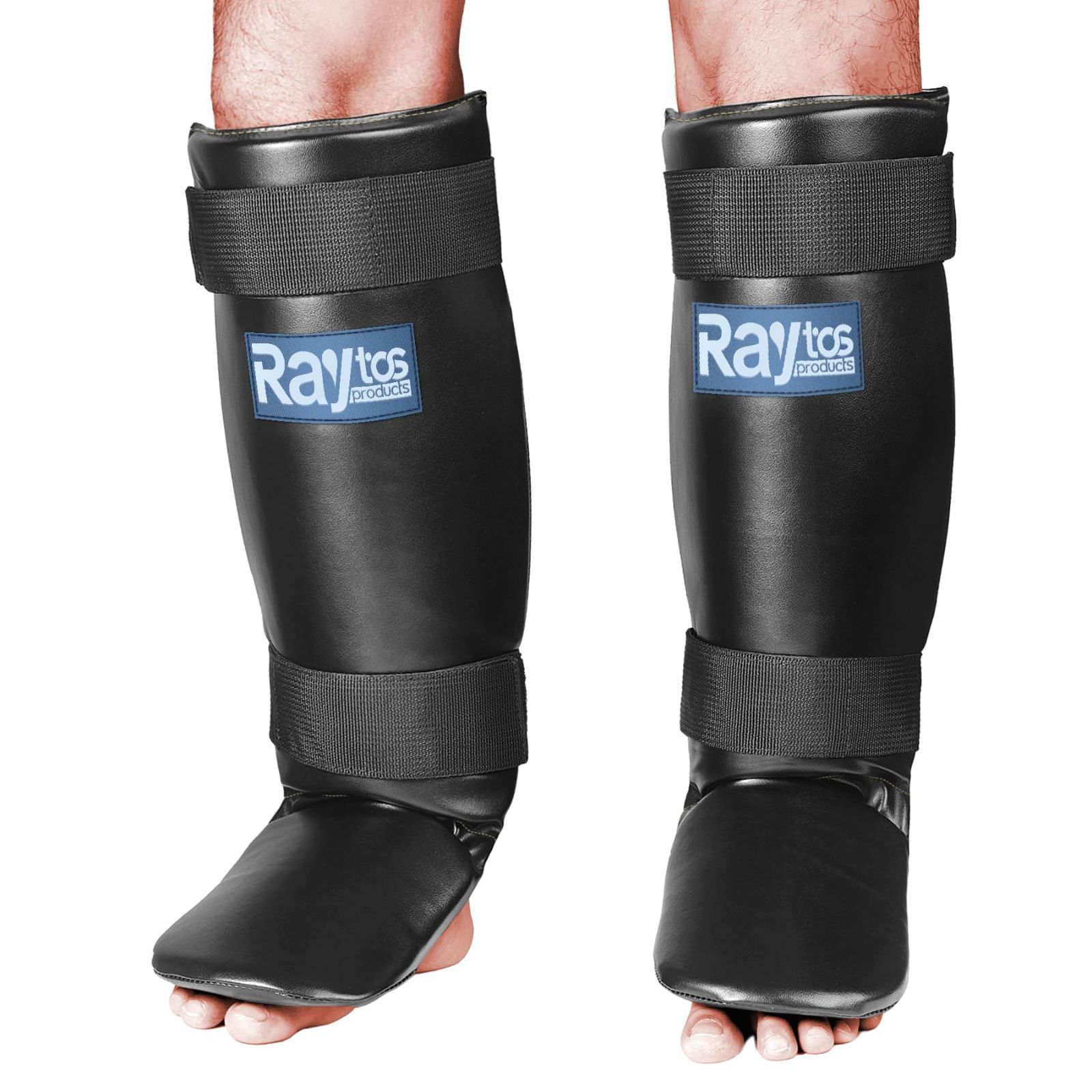 【数量限定】Raytos ベーシックレッグガード レガース キックボクシング 足サポーター キックボクシング レッグガード すね当て 3cm厚手インナー 衝撃吸収 格闘技 空手 防具 プロテクター
