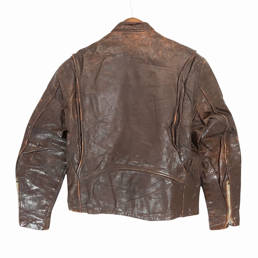 70年代 Lesco LEATHERS シングルライダース レザージャケット ヴィンテージ ブラウン (メンズ 42) 中古 古着 P1803