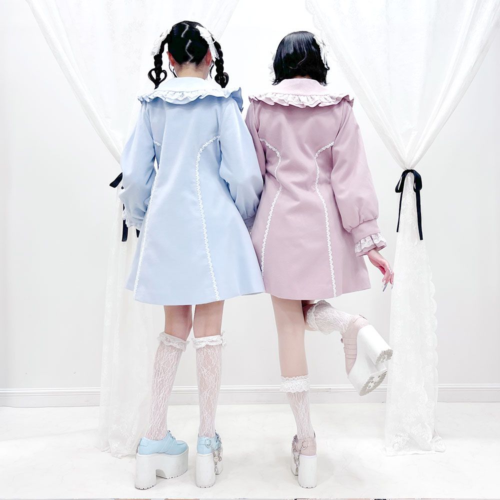 夢展望公式 [新品未使用] 丸襟ヨークリボンフリルコート [ピンク] 他