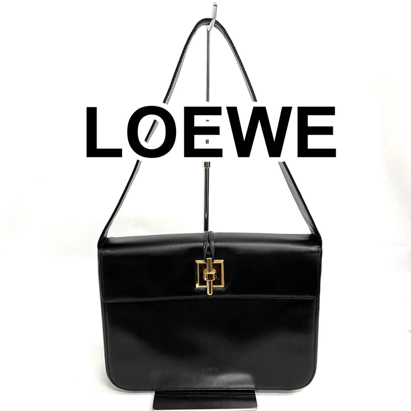 ロエベ LOEWE レザー ショルダーバッグ ゴールド金具 ブラック - メルカリ
