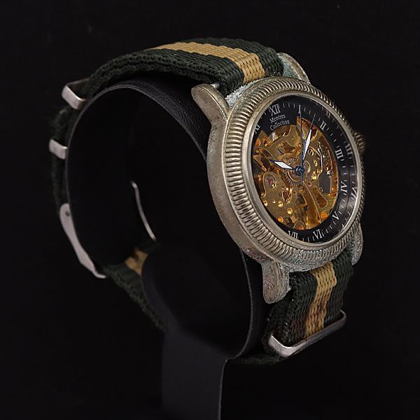 モントレス コレクション 手巻き 2515 黒×スケルトン文字盤 ラウンド ローマン 裏スケ メンズ腕時計 KYM