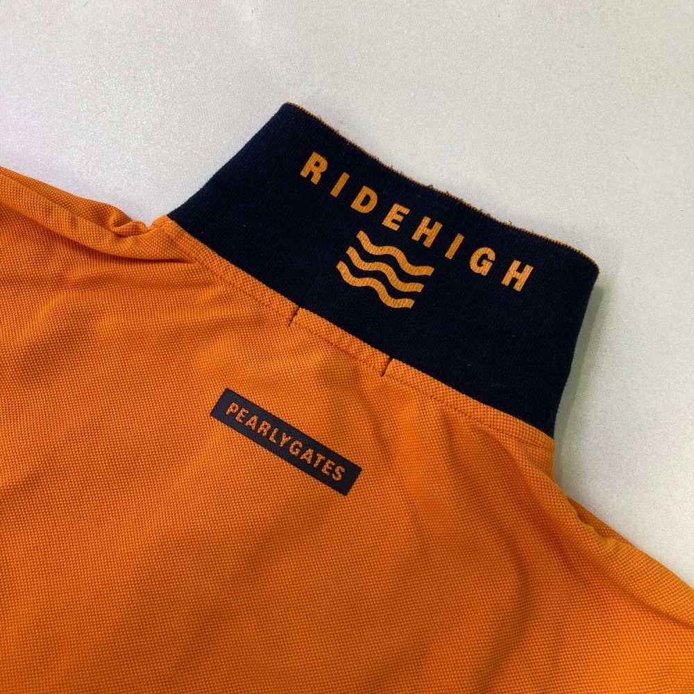 パーリーゲイツ ゴルフ ポロシャツ 日本製　オレンジ×グリーン サイズ4