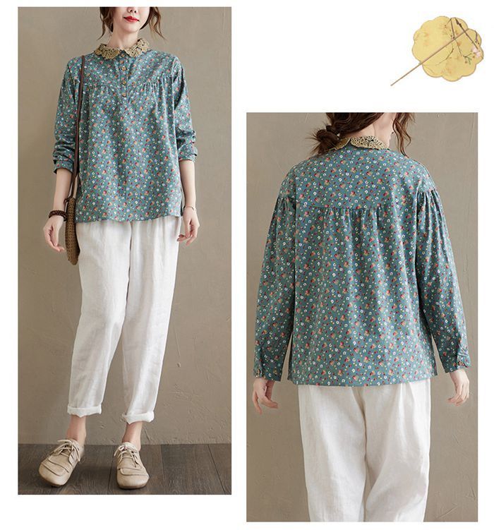 花柄シャツ ブラウス レディース トップス 長袖 森ガール 小花柄