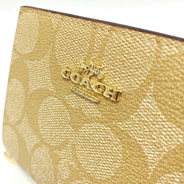 ☆新品☆ COACH 二つ折り財布 コンパクト ライトカーキ ピンク C3309