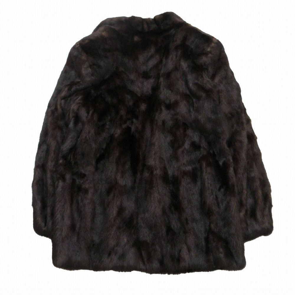 OSFUR ミンク 本毛皮 リアルファー ハーフコート ブラウン レディース