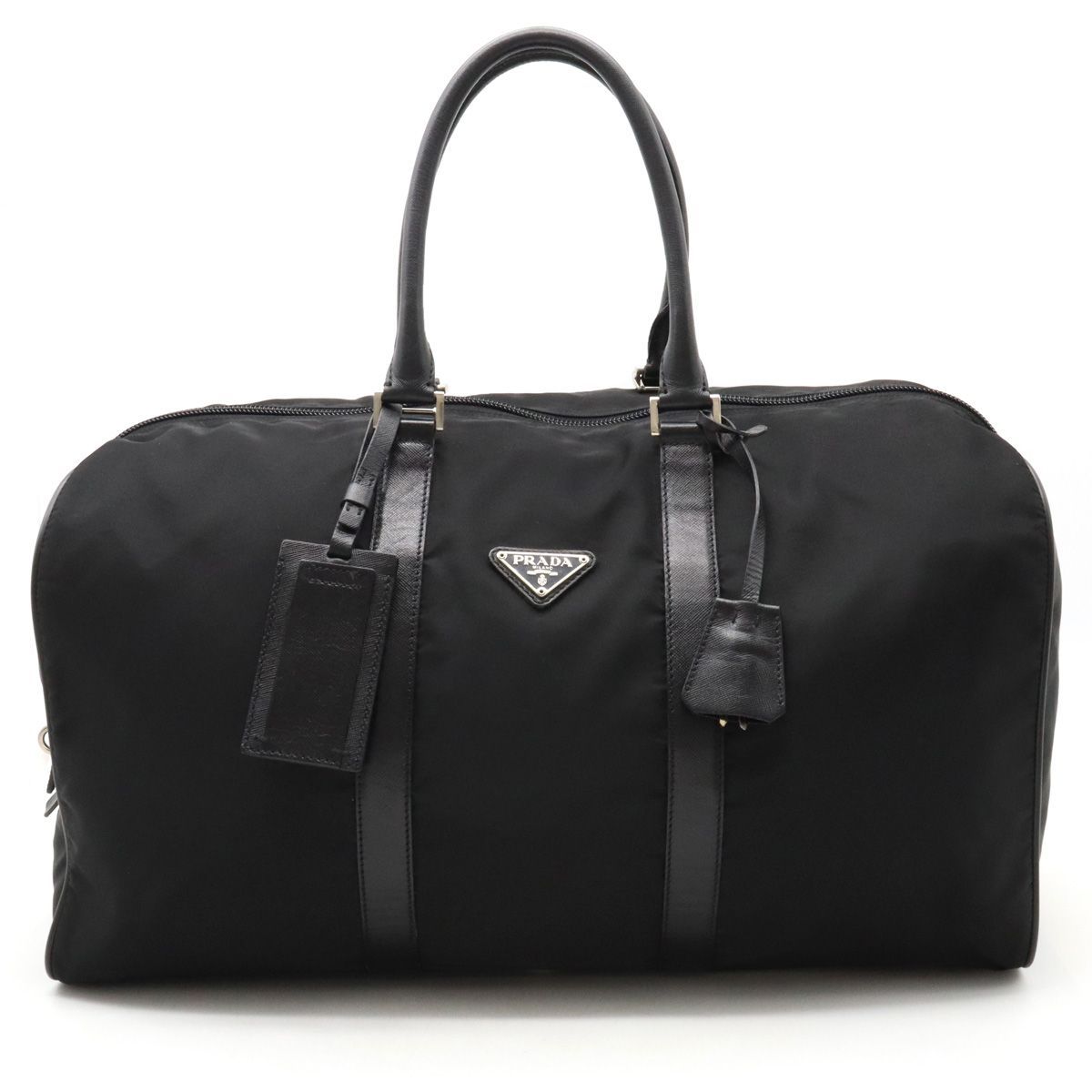 《鑑定済》PRADA ボストンバッグ 2way 三角ロゴ ブラック 大容量LunaShops