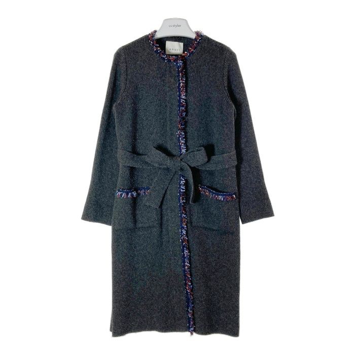 ☆ANAYI アナイ カシミア混 フリンジ ロングカーディガン グレー