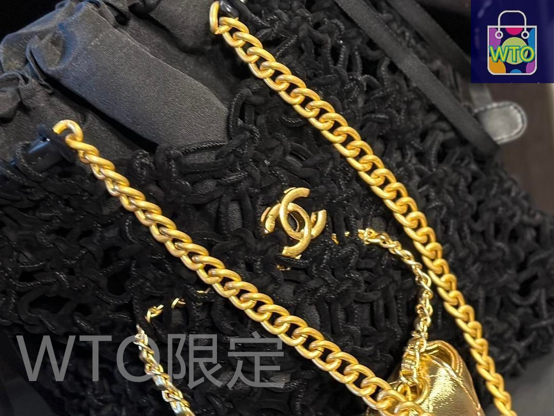 CHANELシャネルのブラック編み込みビーチバッグ｜ ｜ DECORATOM_COM_BR