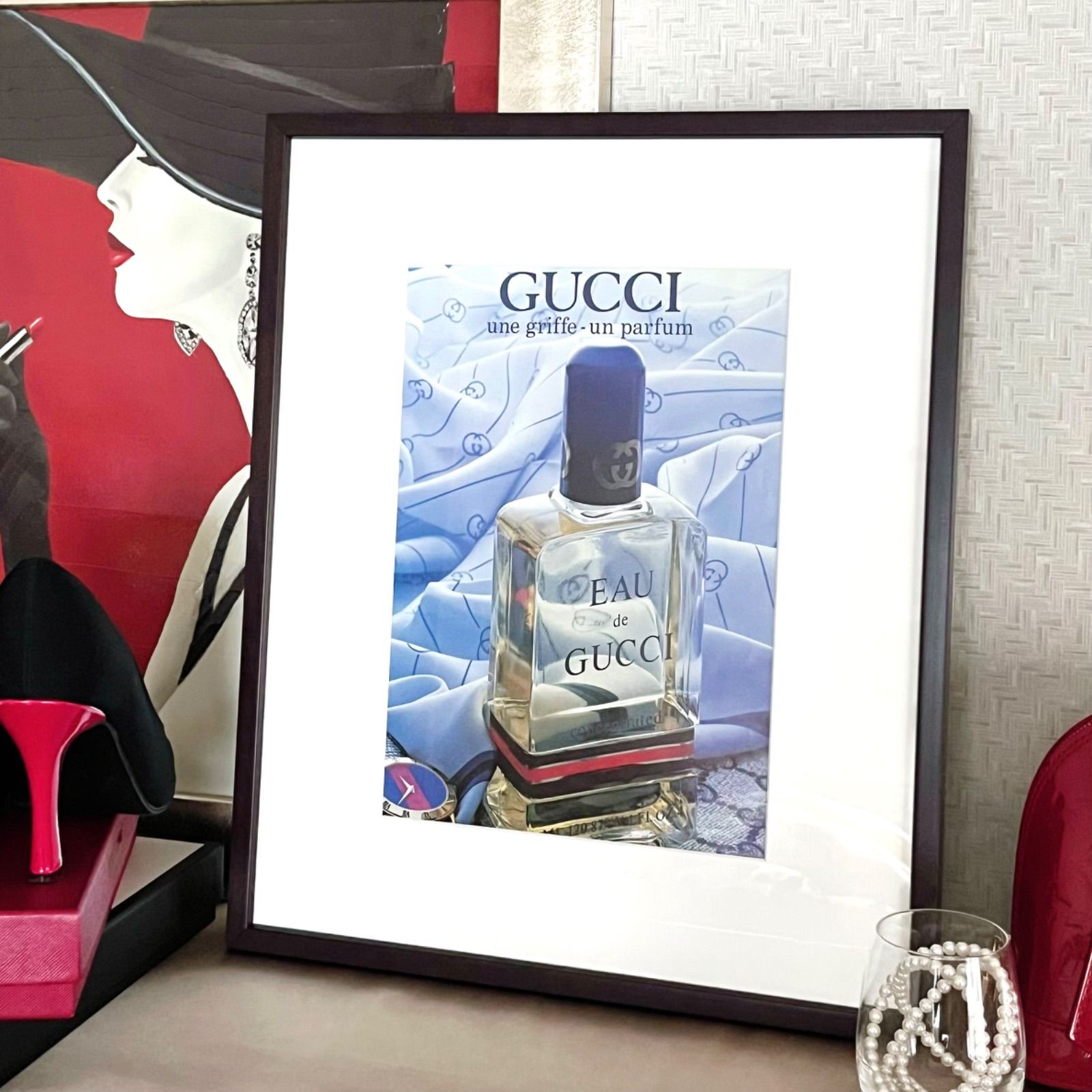 ヴィンテージ ポスター　GUCCI 1985 広告＞ Gucci グッチ 香水 アドバタイジング ポスター