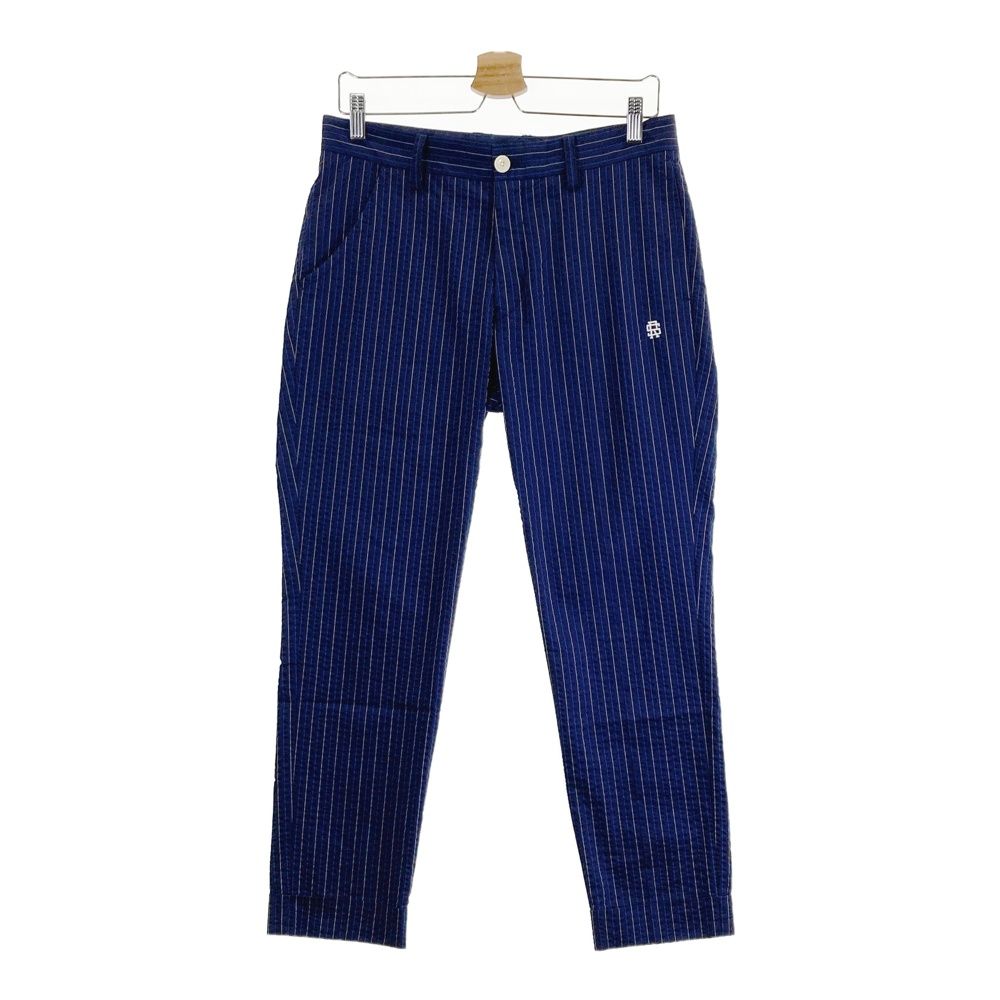 サイズ S ROUGH-SWELL ラフアンドスウェル ロングパンツ シアサッカー ストライプ柄 ネイビー系 240101457245 ゴルフウェア メンズ ストスト