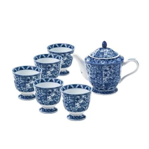 5営業日で発送 メーカー取寄 染付更紗 ポット茶器揃 美濃焼 食器 ギフト - 入数 5