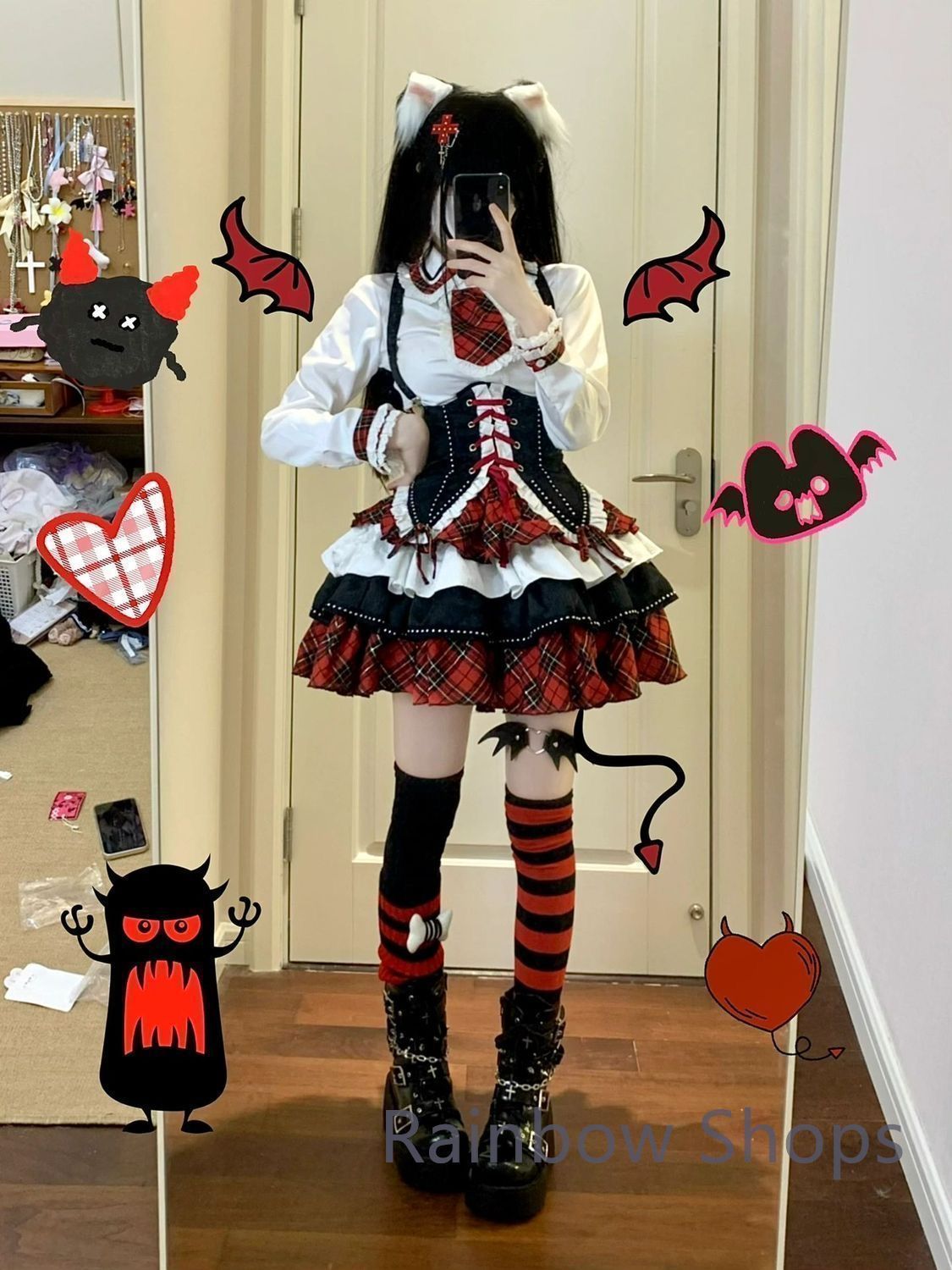 公*o様 PUTUMAYO フレアスカート 黒赤　ゴスロリ 公*o様 PUTUMAYO フレアスカート 黒赤 ゴスロリ