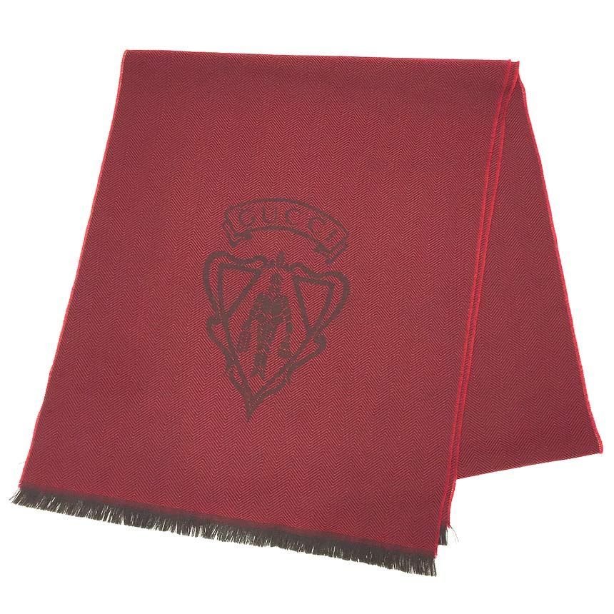 GUCCI グッチ マフラー クレスト ヘリンボーン柄 ストール 美品 aq9951 