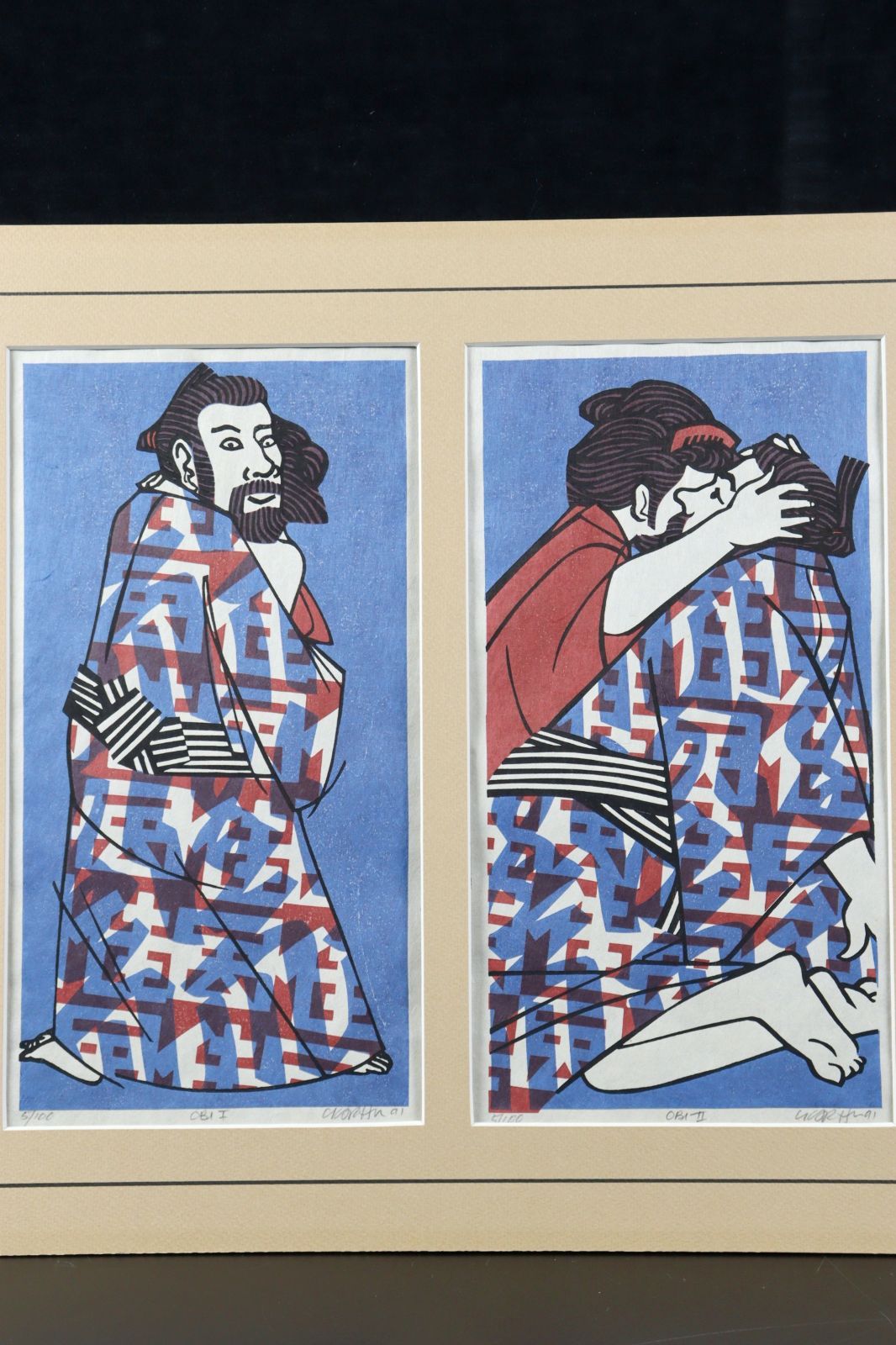 クリフトン・カーフ 「OBI Ⅳ」木版画 5/100 直筆サイン 唐物 骨董 古