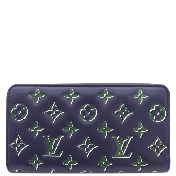 中古 ルイ ヴィトン LOUIS VUITTON M82642 RFID(ICチップ) ユニセックス 長財布 モノグラム ネイビー/グリーン ラムレザー ルイ ヴィトン モノグラム ジッピーウォレット ネイビー/グリーン