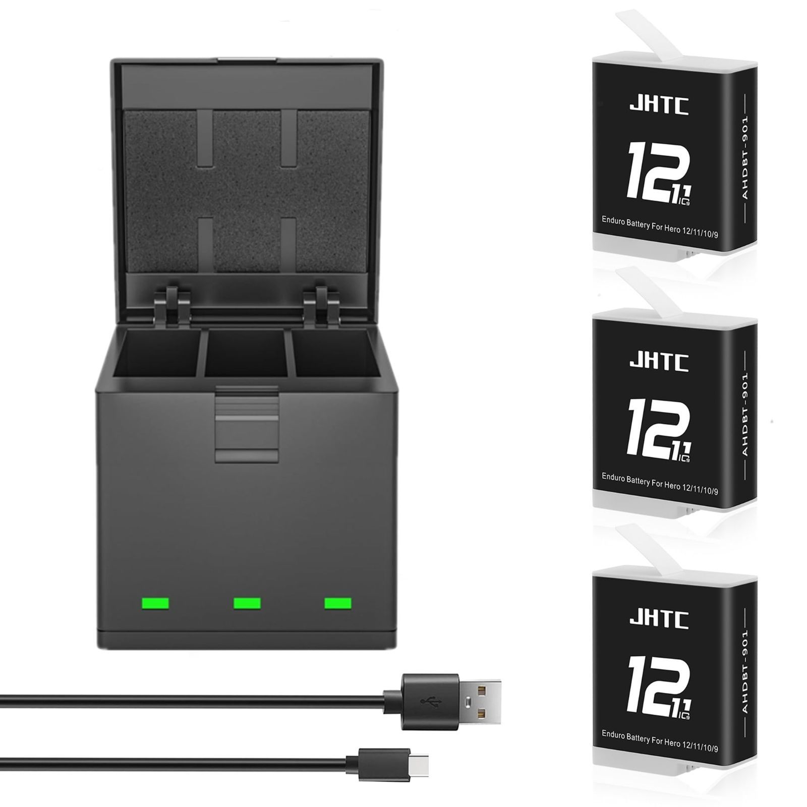 【新着商品】USB 収納式充電器セット完全対応種類 C Gopro Type 3個1800mAh Hero Hero Hero 12 12 11 11 充電器セット 10 10 バッテリー 9 9 Black バッテリー / カメラに対応【 / Enduro