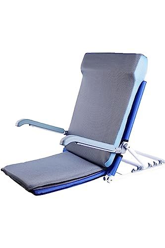 ベッド リクライニング 後付け 背もたれ 介護 ベッド上座椅子 座椅子 クッション付き 角度調整 腕置き ひじかけ アームレスト付き リクライニングチェア 折りたたみ クッション 補助 介助 老人 サポート ベッド上 介護椅子 ブルー