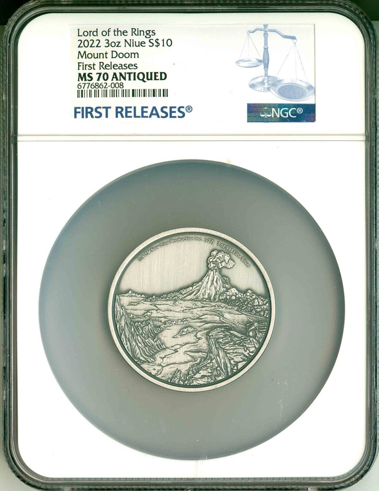 2025 Niue S$10 3 Oz Ld Of The Rings MdMount Doom FR NGC MS70 Antiqued OGP