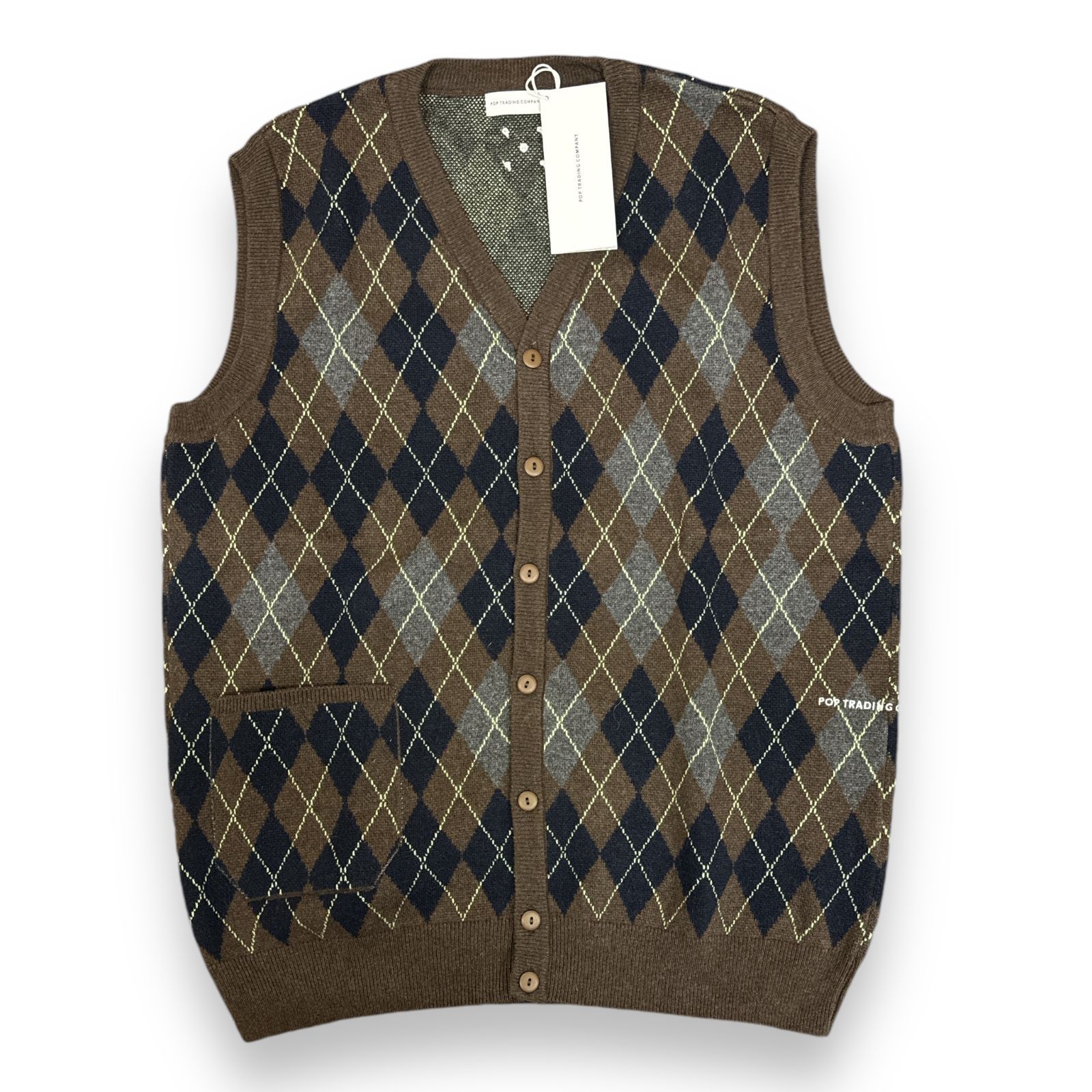 新品 Pop Trading Company Knitted Cardigan Vest ニットカーディガン 