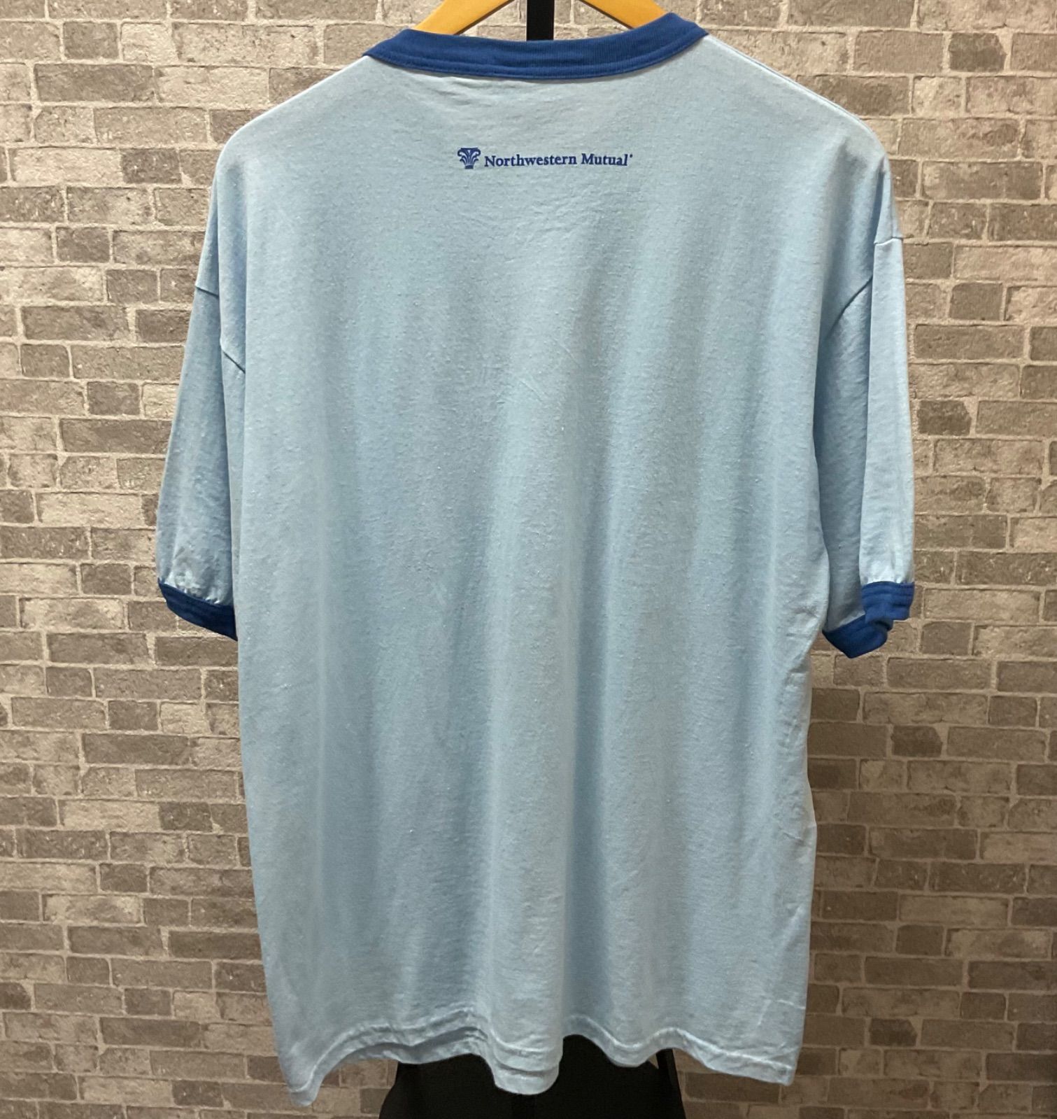 AUGUSTA オーガスタ リンガーTシャツ ビッグプリント メンズXL ブルー 古着 中古 80037