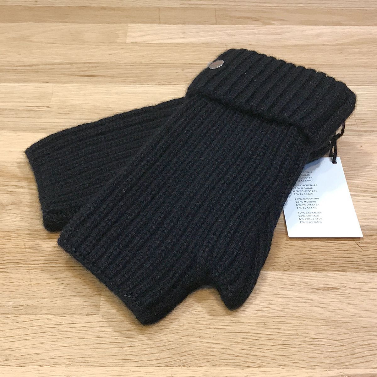 エルメス フィリパ フィンガーレス グローブ ニット カシミア混 ブラック Sサイズ 黒 10685