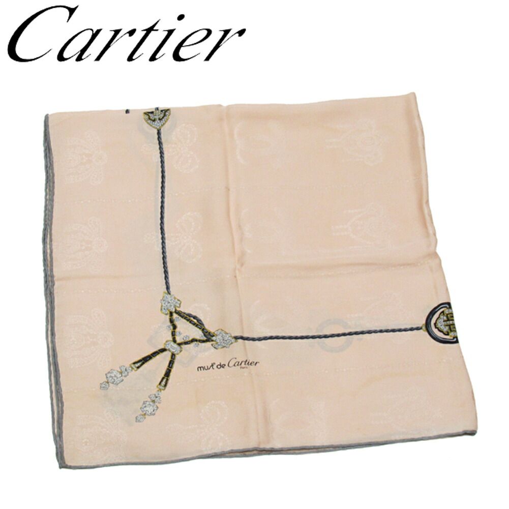 Cartier ジュエリー柄 シルクスカーフ カルティエ スカーフ シルク100% ジュエリー柄 像柄