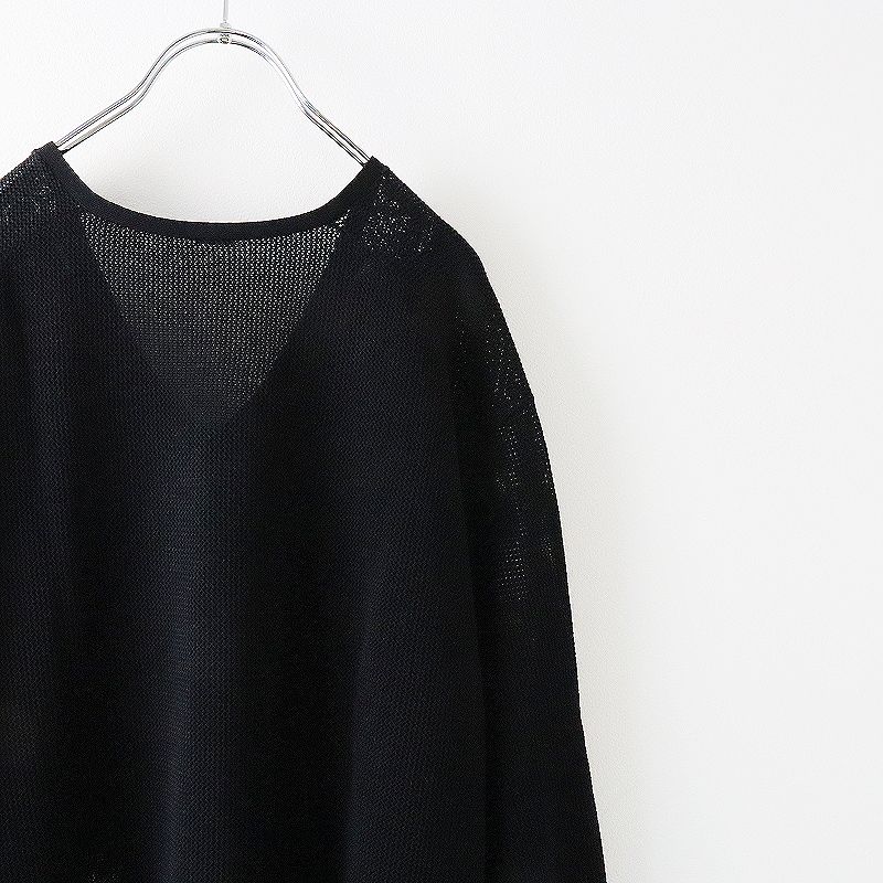 美品 2023 L'Appartement アパルトモン PIMA COTTON SILK VNECK KNIT ピマコットンシルクVネックニットトップス/クロ【2400013460132】