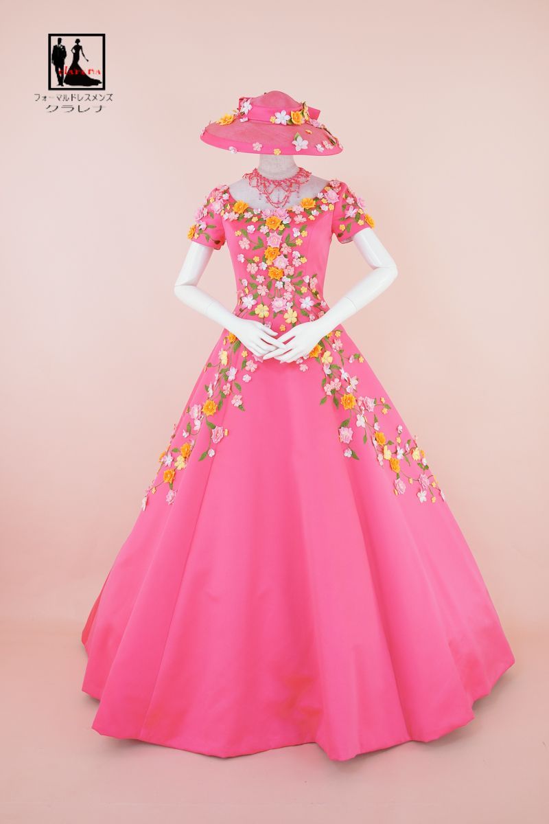 クラレナの ネックレス イヤリング付 サーモンピンク コーラルピンク  