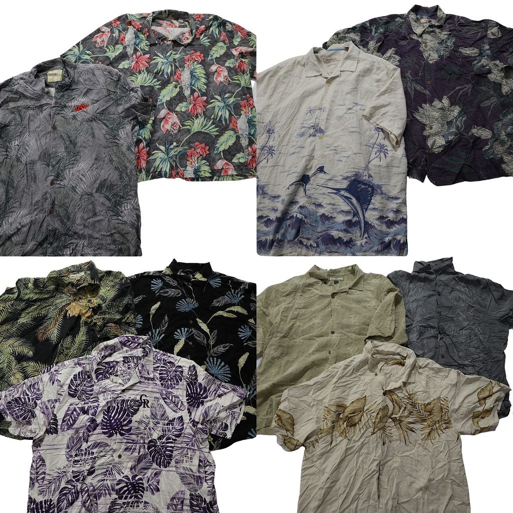 古着卸 トミーバハマ アロハシャツ 半袖シャツ 10枚セット メンズ 2XL |3XL モンステラ ヤシの木 古着 NA3075