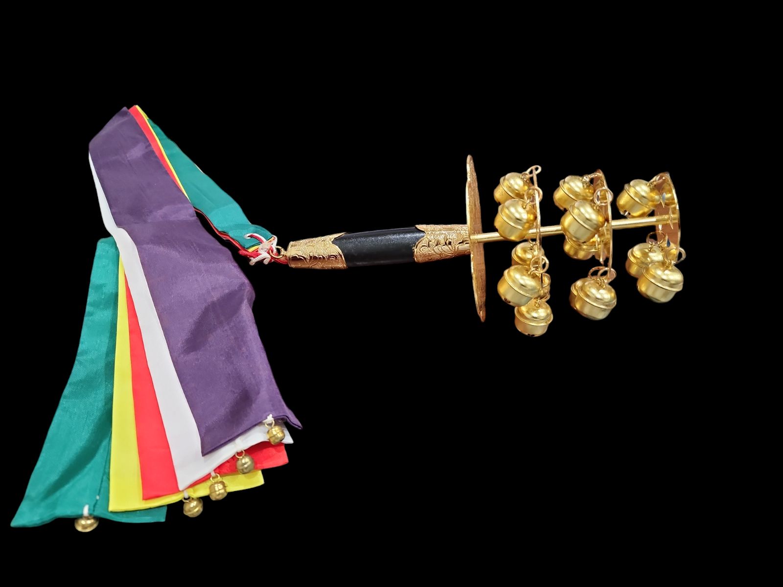 茶道具 福鈴 木製溜塗 鈴台福2点セット 五色房付 福寿鈴 神具