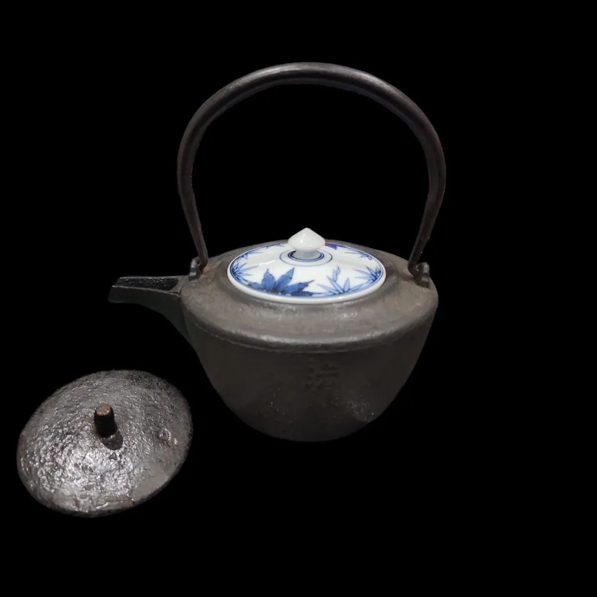 鉄造銚子 法眼周山画 平燗鉄瓶 法眼周山 酒燗鉄瓶 平燗瓶 茶道具 茶器 