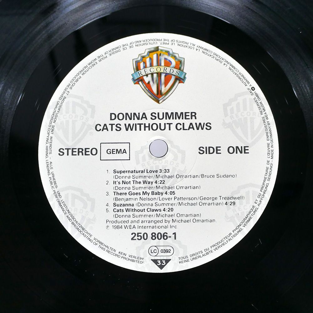 ドイツ盤 DONNA SUMMER/CATS WITHOUT CLAWS/WARNER BROS