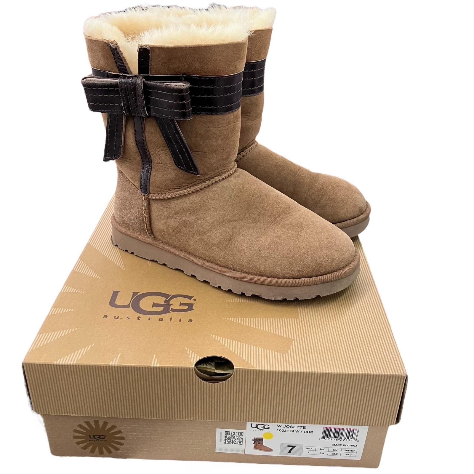 186001 UGG アグ ムートンブーツ 1003174 38 24 ベージュ