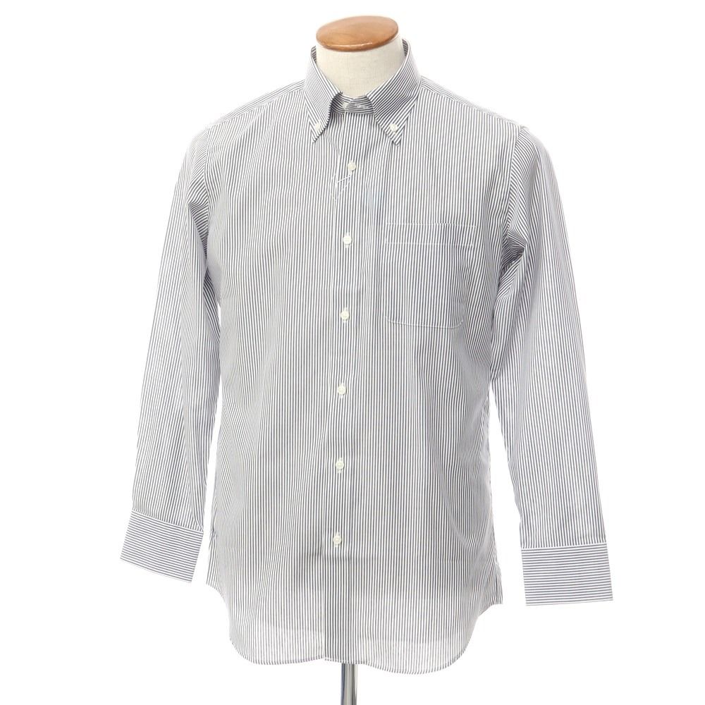 【中古】【未使用】ダーバン D’URBAN コットン ボタンダウン ドレスシャツ ホワイトxネイビー【サイズ39-80】【メンズ】