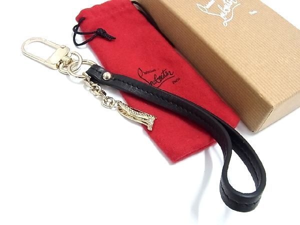 ■極美品■ Christian Louboutin クリスチャンルブタン ハイヒール ストラップ キーホルダー キーリング チャーム ブラック系 AH3108UZ