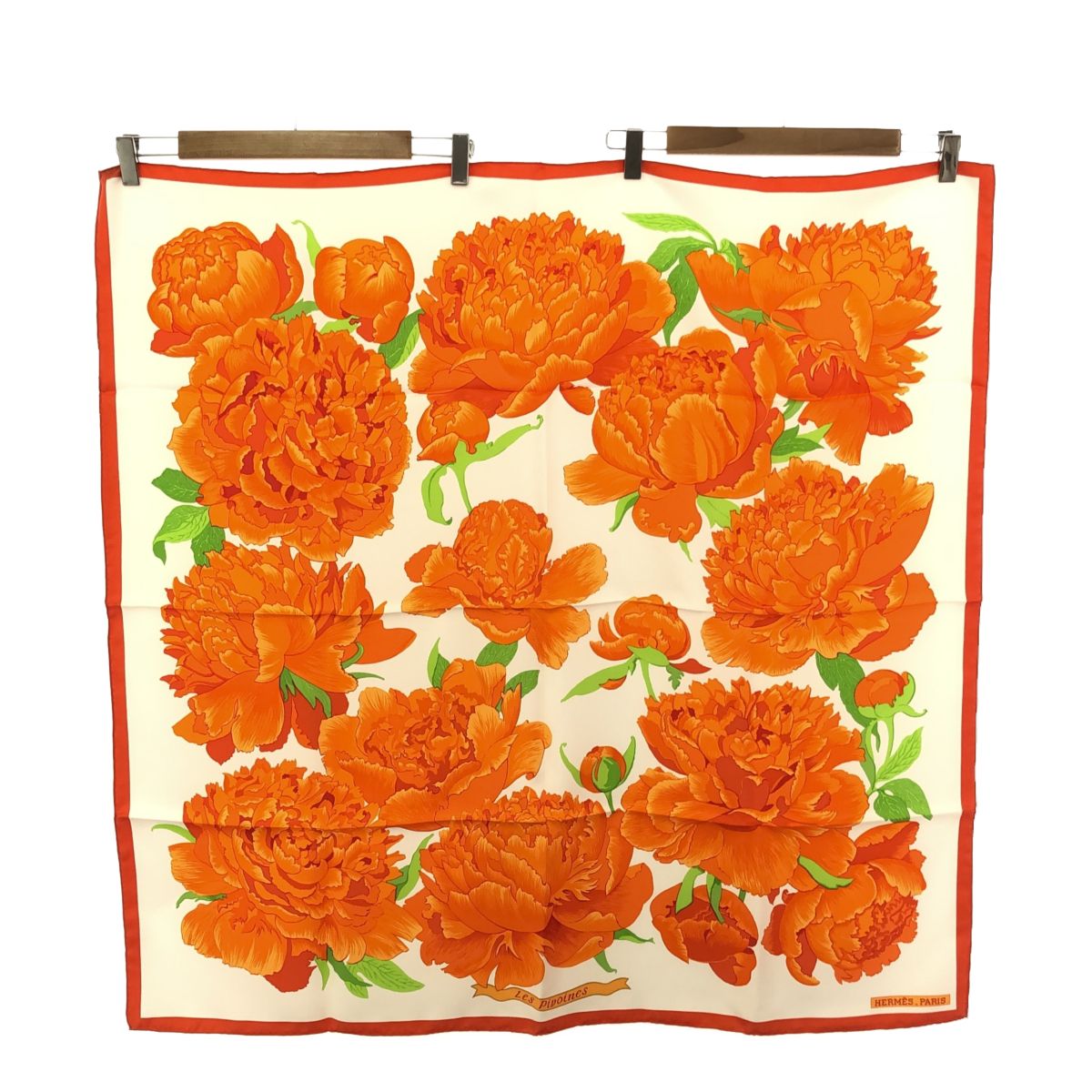 未使用 エルメス HERMES カレ90 Les Pivoines 芍薬 シャクヤク