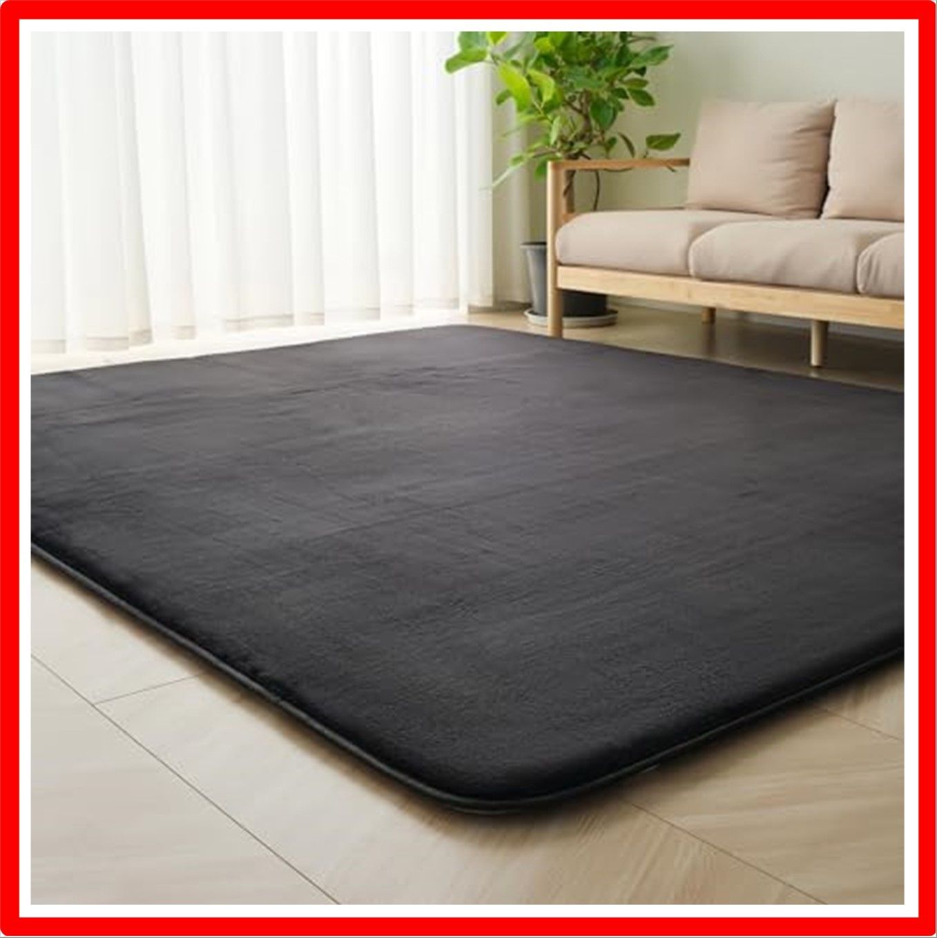 送料無料 】クロ_185×185cm HARUMIN 極厚30mm カーペット ラグ