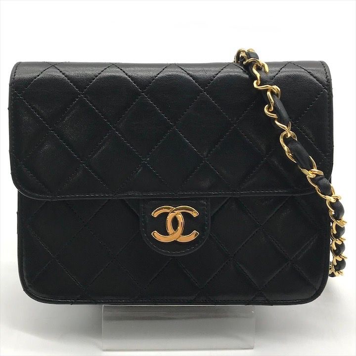 CHANEL シャネル ココマーク マトラッセ レザー プッシュロック チェーン ショルダー バッグ レディース 鞄 かばん ブラック 黒 a7988