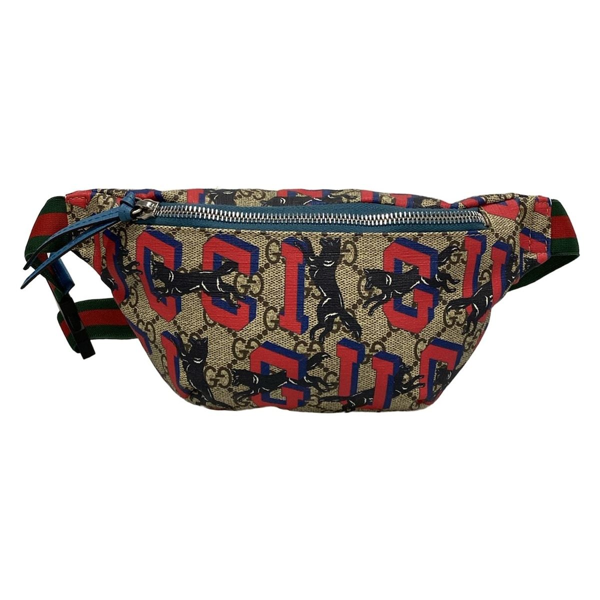 GUCCI グッチ ウエストポーチ GGスプリーム 502095 ベージュ×レッド×マルチ