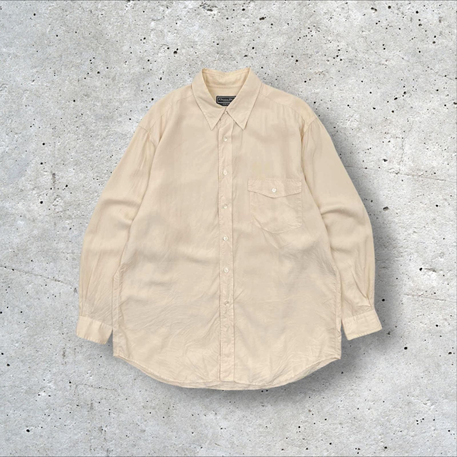 80s 90s ヴィンテージ Christian Dior MONSIEUR 絹100% 長袖 シルク 