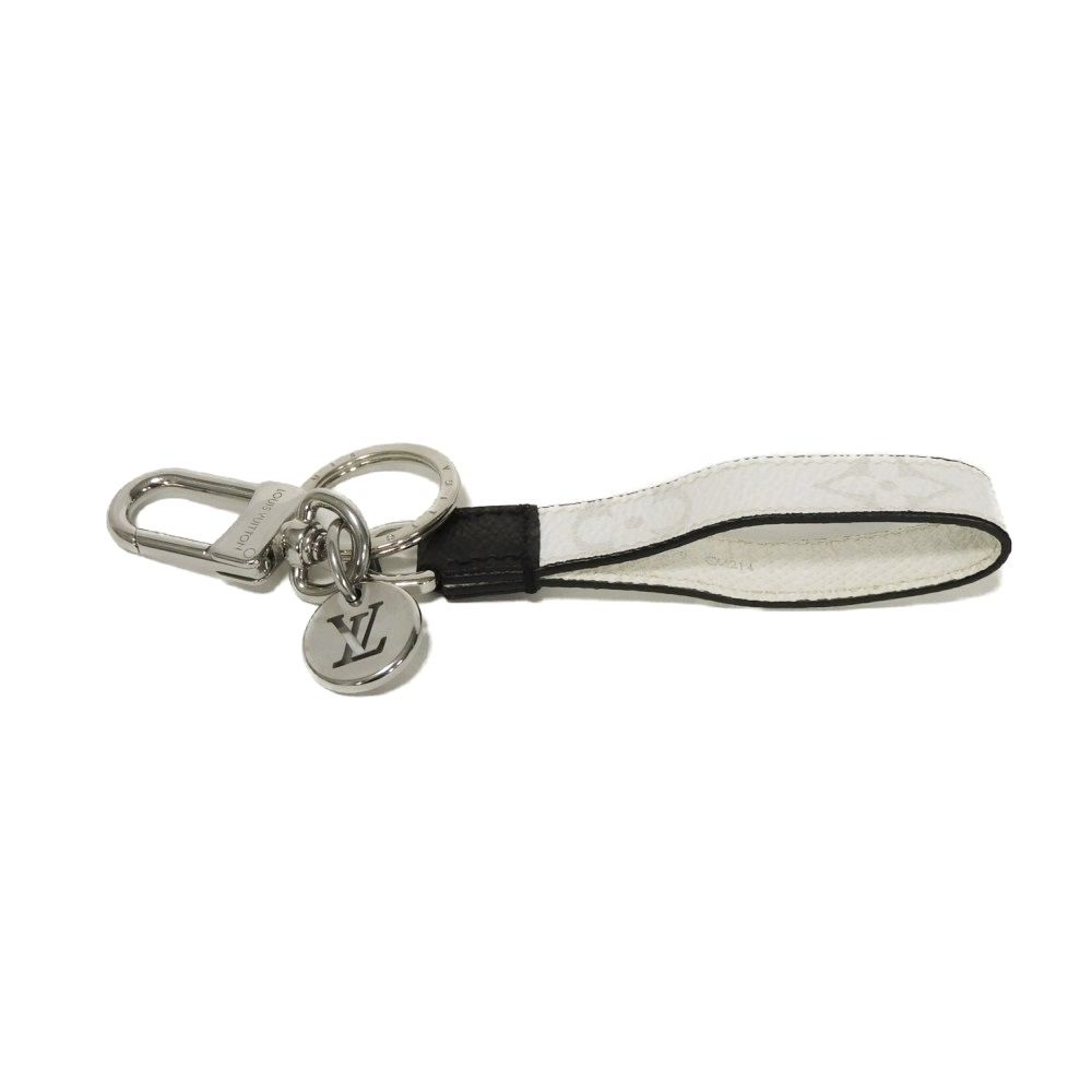 LOUIS VUITTON ルイ ヴィトン ポルトクレ ドラゴンヌ LVシグネチャー 現行 LVロゴ フラワー キーリング バッグチャーム モノグラム エクリプス ホワイト キーホルダー M82379