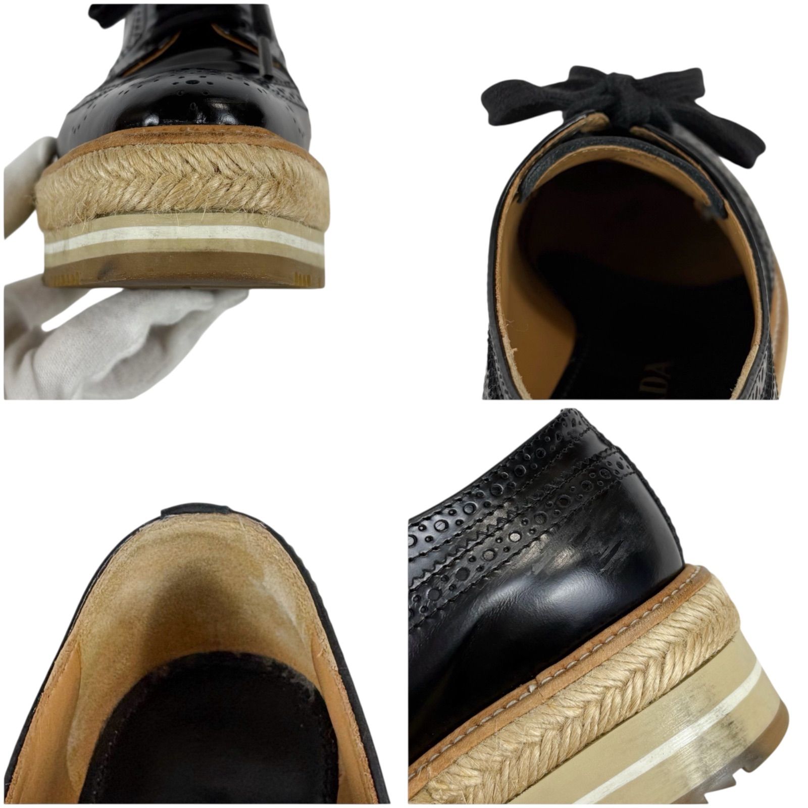 プラダ PRADA ウイングチップ ウィングチップ シューズ 厚底ローファー 