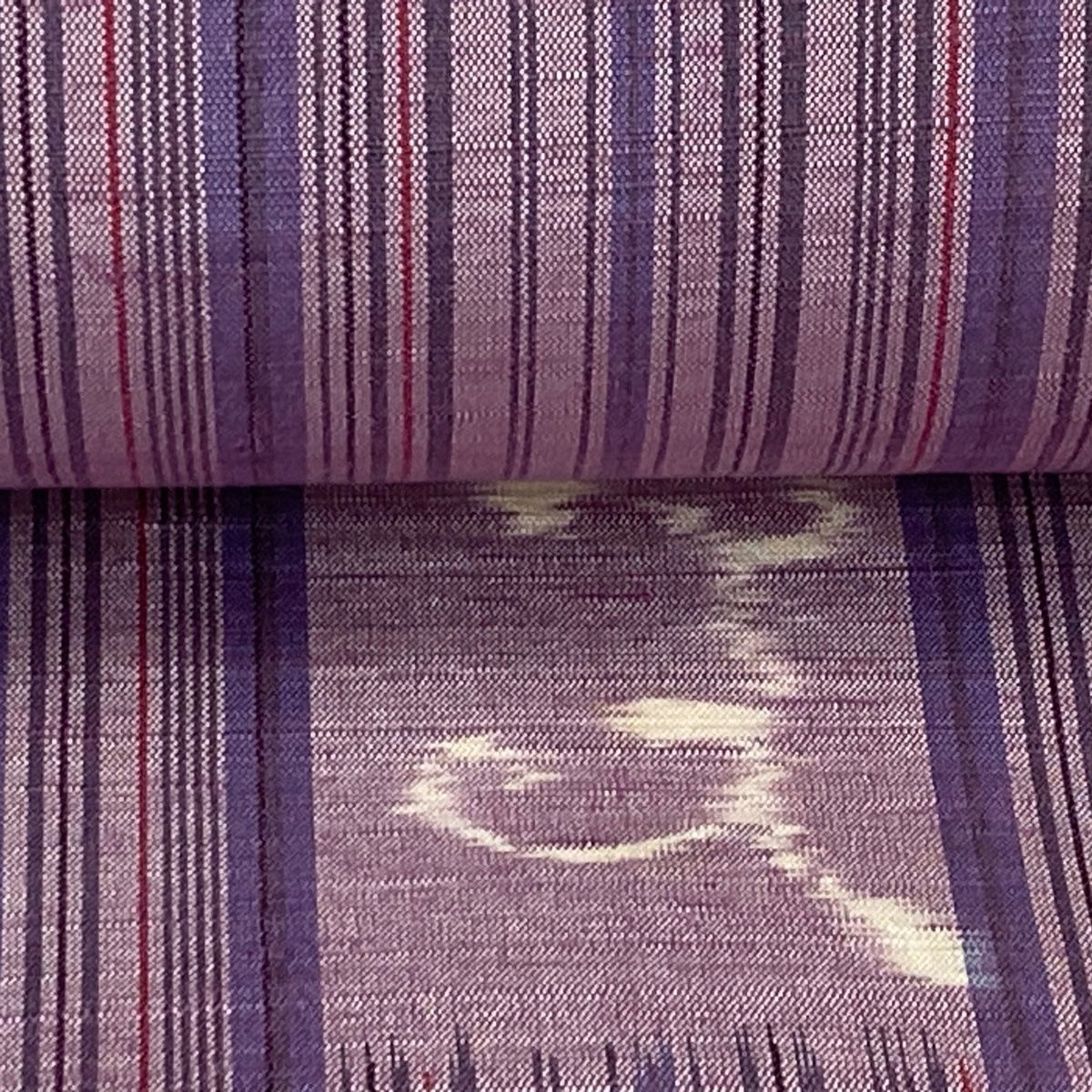反物 秀品 紬 縞 紫 正絹 中古