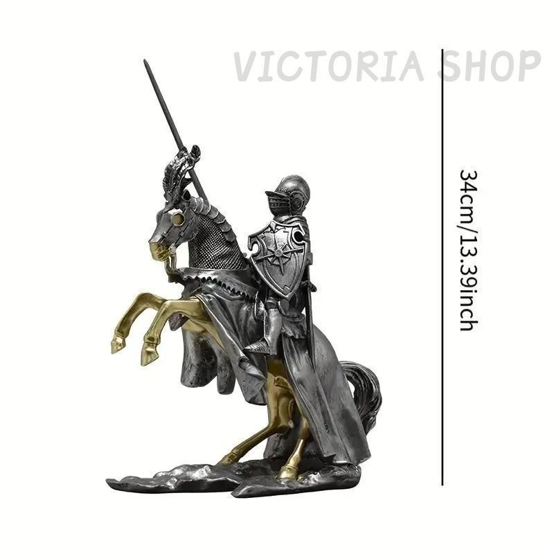 中世のホースナイト像 馬 騎士 像 戦士 中世時代 歴史 置物