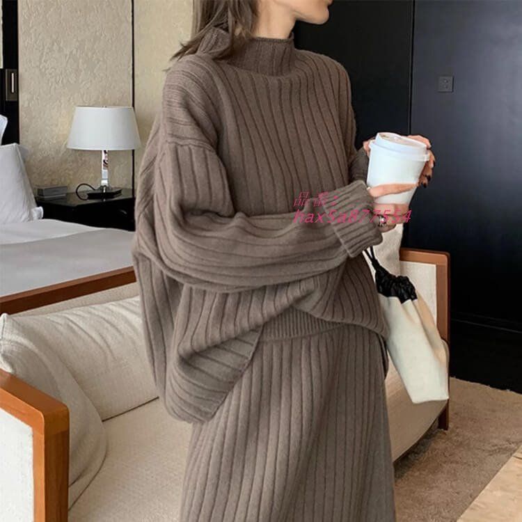 リブ編み モックネック