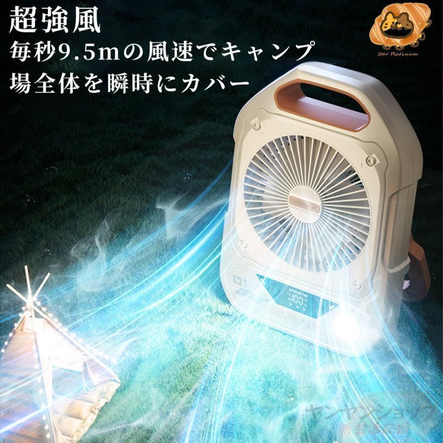 【未使用】Tydle扇風機 充電式 高輝度LED吊り下げ防災キャンプリモコン付き 充電式 扇風機 アウトドア 卓上 ポータブル LEDライト付き 吊り